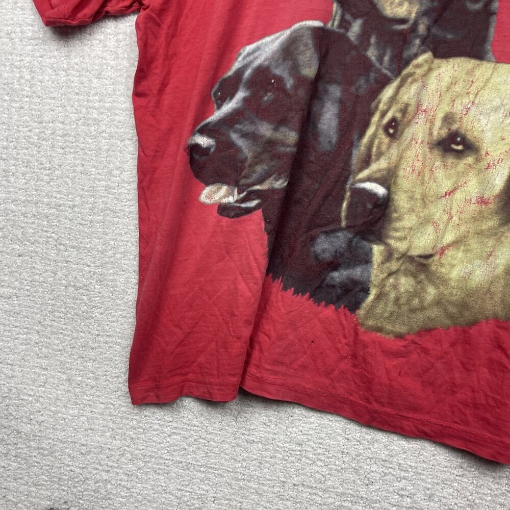 Vintage 90s Labrador Retriever Distressed Graphic Tee Dog Animal Red Men Read - Picture 5 of 16